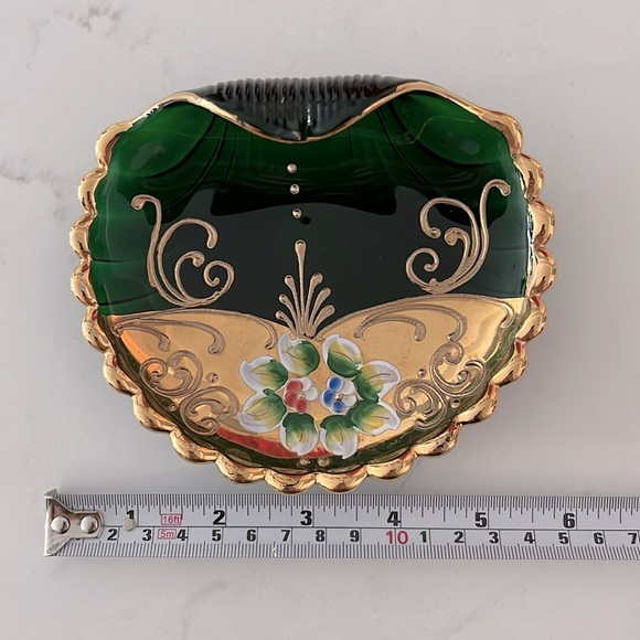 Vintage Hand-Painted Murano Glass Trinket Holder Shell Shape | Made in Italy - Picture 5 of 6